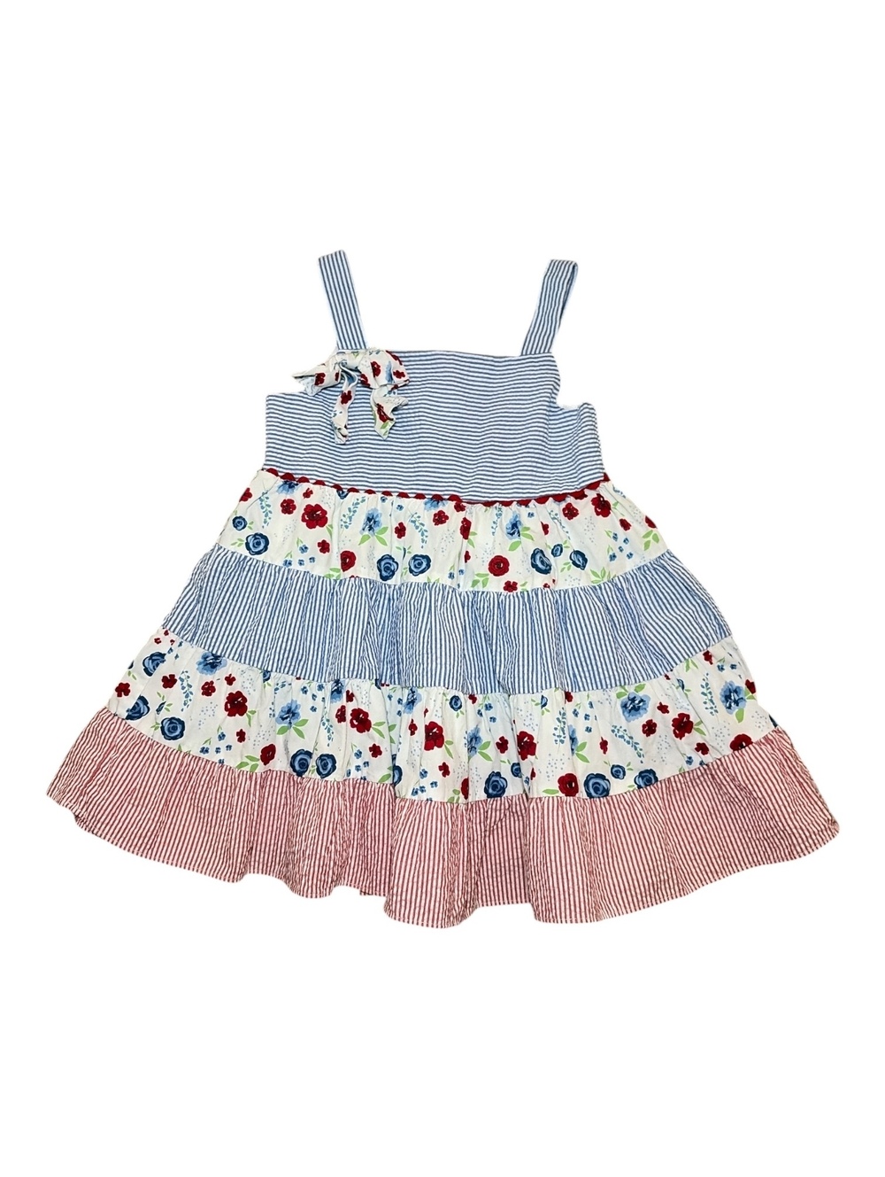 Goodlad Size 3T Floral and Stripes Tiered Sundress